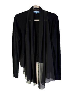 Antonio Melani Wool Chiffon Contrast Cardigan Sweater Quiet Luxury